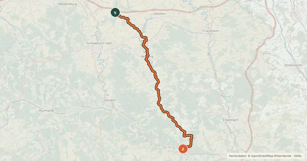 Kartenübersicht der Radroute BühlerTour