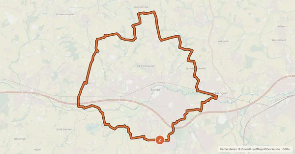 Kartenübersicht der Radroute Bünde Ring 3