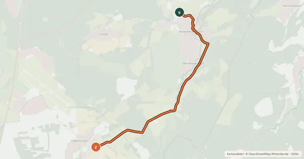 Kartenübersicht der Radroute Burbach-Holzhausen - Rennerod-Liebenscheid