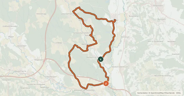Kartenübersicht der Radroute Burgau-Tour B7