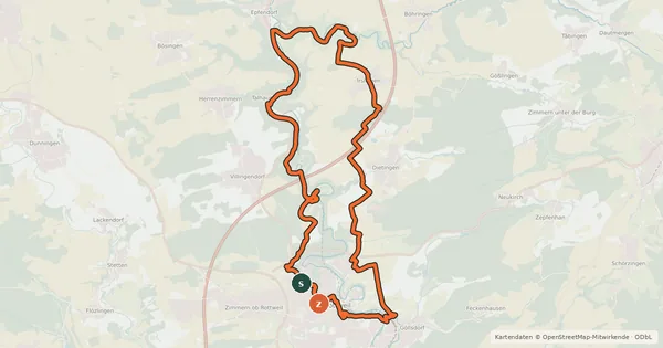Kartenübersicht der Radroute Burgen am oberen Neckar