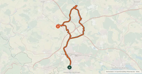 Kartenübersicht der Radroute Burgen im Hegau