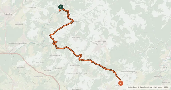Kartenübersicht der Radroute Burgen-Radweg