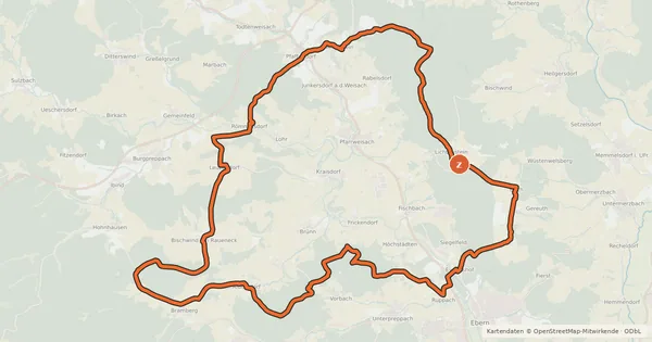 Kartenübersicht der Radroute Burgenkundlicher Rundweg Haßberge