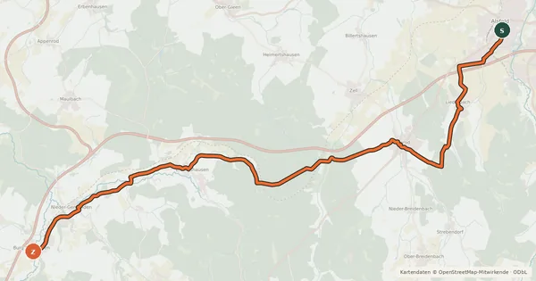 Kartenübersicht der Radroute Burgentour