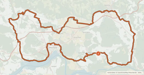 Kartenübersicht der Radroute Burgentour