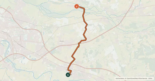 Kartenübersicht der Radroute Cato Bontjes van Beek-Radweg