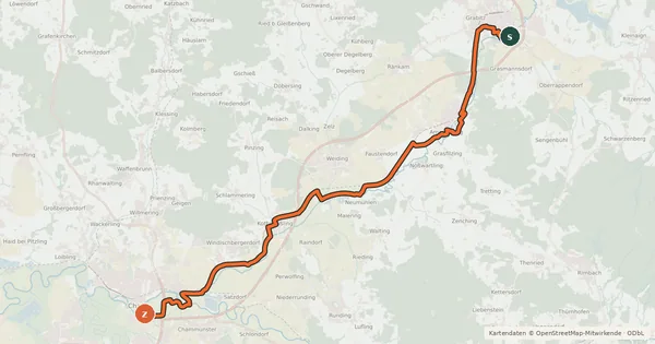 Kartenübersicht der Radroute Chambtalradweg