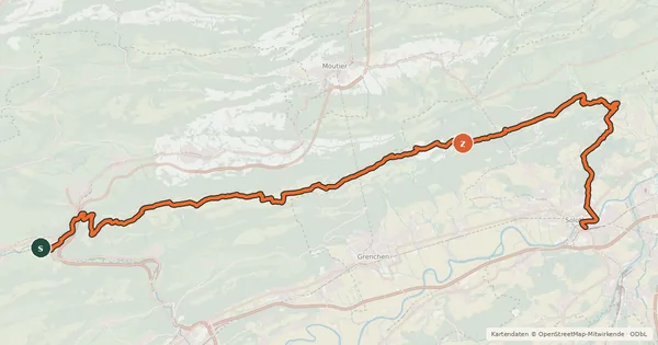 Kartenübersicht der Radroute Chasseral–Weissenstein Bike - Etappe 2