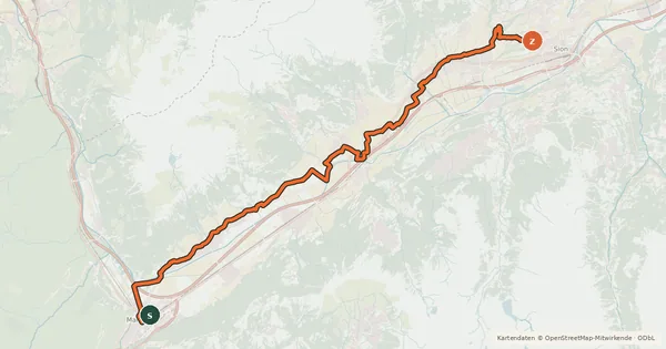 Kartenübersicht der Radroute Chemin du Vignoble