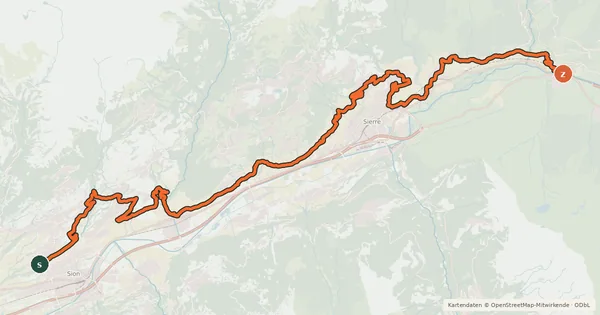 Kartenübersicht der Radroute Chemin du Vignoble
