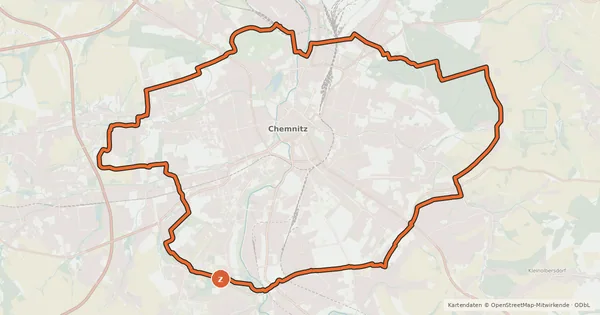 Kartenübersicht der Radroute Chemnitz Ringroute