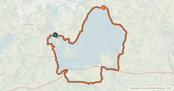 Kartenübersicht der Radroute Chiemsee Rundweg