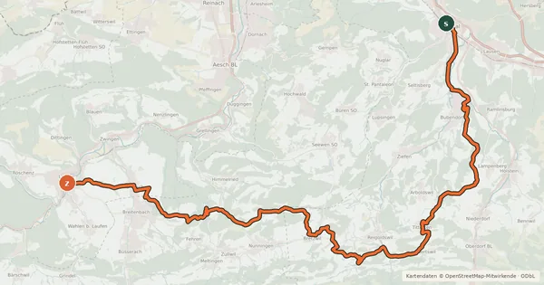 Kartenübersicht der Radroute Chirsi-Route