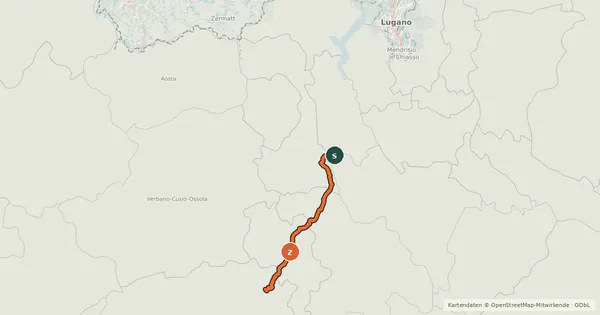 Kartenübersicht der Radroute Ciclovia Svizzera mare