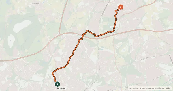 Kartenübersicht der Radroute City-Trail Bottrop-Gladbeck