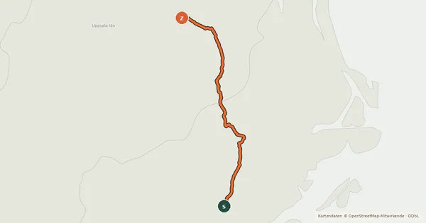 Kartenübersicht der Radroute Cykelspåret via Rimbo (9)