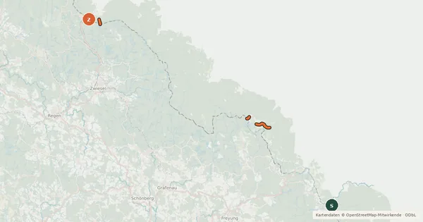 Kartenübersicht der Radroute CZ Nationalpark-Radweg
