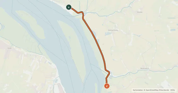 Kartenübersicht der Radroute [D10] Elberadweg Alternative Elmshorn [rechtselbisch]