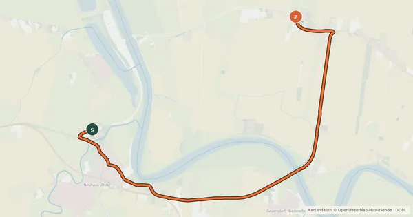 Kartenübersicht der Radroute [D10] Elberadweg Alternative Neuhaus [linkselbisch]