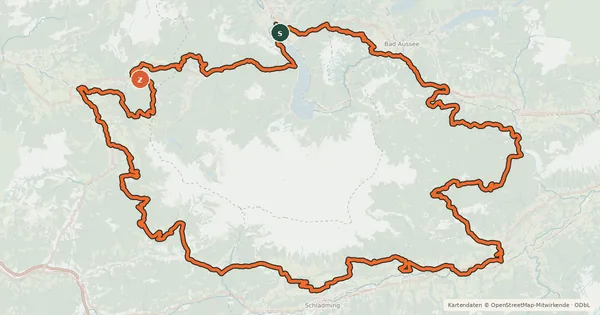 Kartenübersicht der Radroute Dachsteinrunde Blau