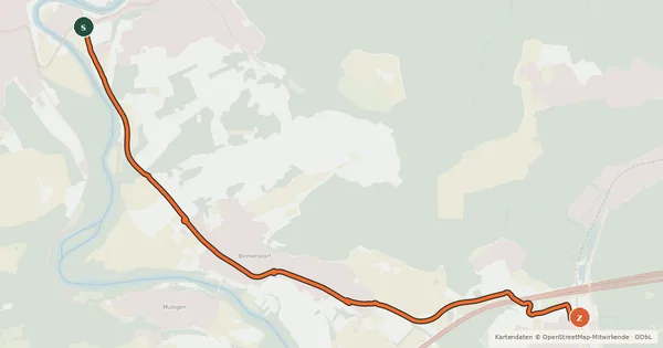 Kartenübersicht der Radroute Dättwil-Gebenstorf