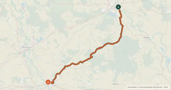 Kartenübersicht der Radroute Dahlener-Heide-Radroute