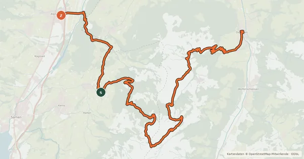 Kartenübersicht der Radroute Dallenwil - Wirzweli - Arvigrat - St. Jakob - Alpnach
