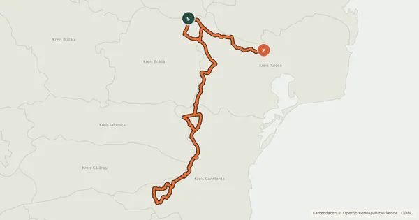 Kartenübersicht der Radroute Danube Bike Trail