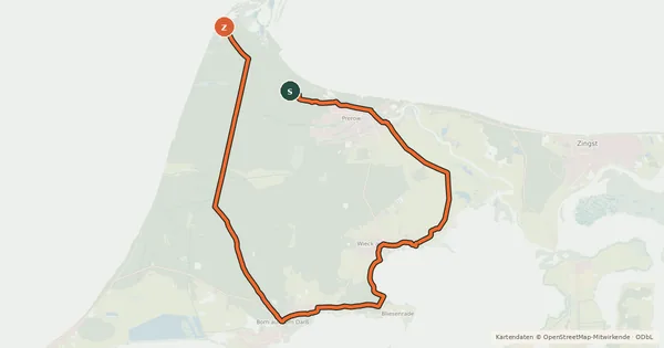 Kartenübersicht der Radroute Darß-Tour