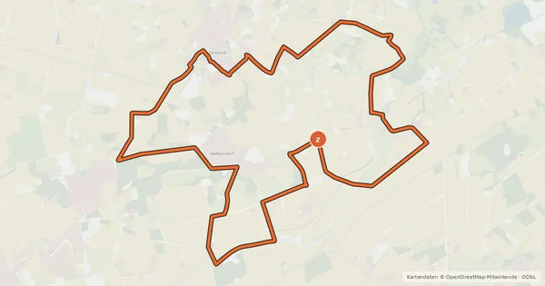 Kartenübersicht der Radroute Delbrücker Radroute De6 Ostenland