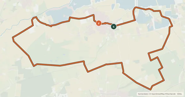 Kartenübersicht der Radroute Delbrücker Radroute De8 Bentfeld