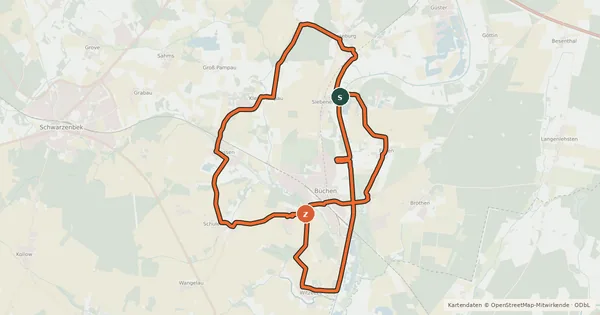 Kartenübersicht der Radroute Denkmaltour