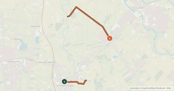 Kartenübersicht der Radroute Deutsche Fehnroute