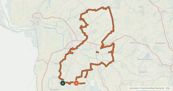 Kartenübersicht der Radroute Deutsche Fehnroute