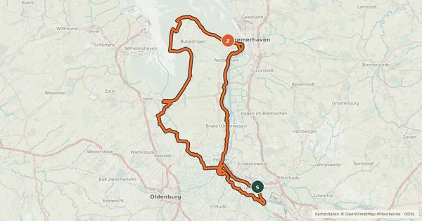 Kartenübersicht der Radroute Deutsche Sielroute