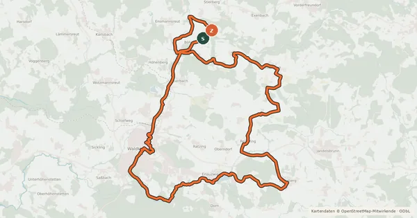 Kartenübersicht der Radroute Die beschauliche Osterbachtal-Tour