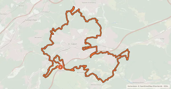 Kartenübersicht der Radroute Die Pur "Rund um St. Ingbert"