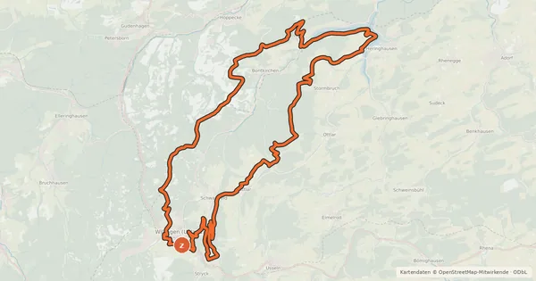 Kartenübersicht der Radroute Diemelsee Tour