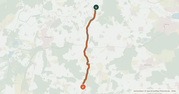 Kartenübersicht der Radroute Diepoldsberg - Höslwang