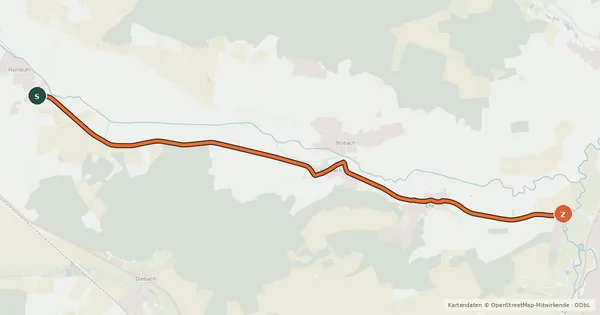 Kartenübersicht der Radroute Diespeck - Hambühl