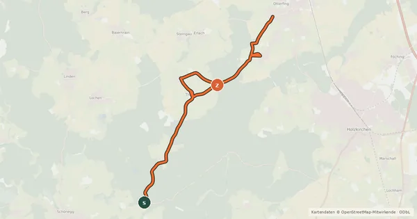 Kartenübersicht der Radroute Dietenhausen - Otterfing