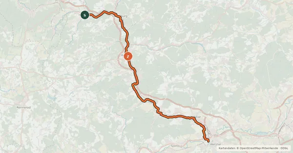 Kartenübersicht der Radroute Dilltalradweg