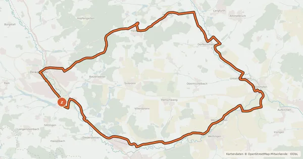 Kartenübersicht der Radroute Dinkelsbühl 1