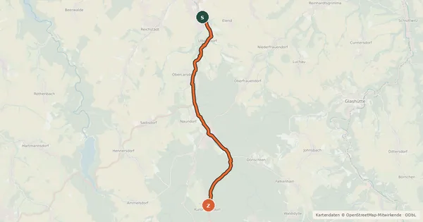 Kartenübersicht der Radroute Dippoldiswalde - Kipsdorf