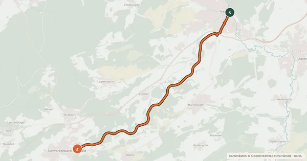 Kartenübersicht der Radroute Döbraberg Radweg