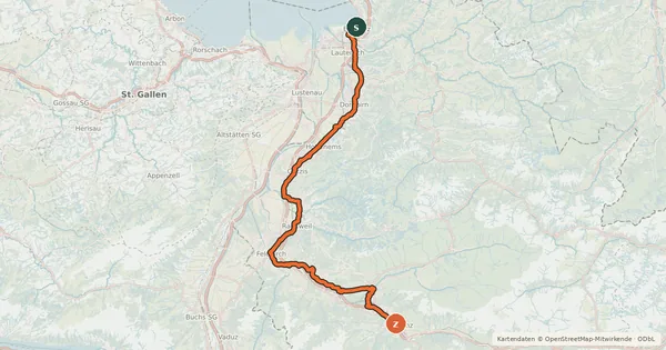 Kartenübersicht der Radroute Dörfer-Städte Route