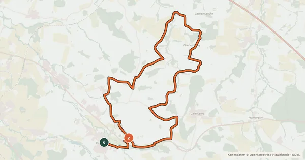 Kartenübersicht der Radroute Dörfer-Tour
