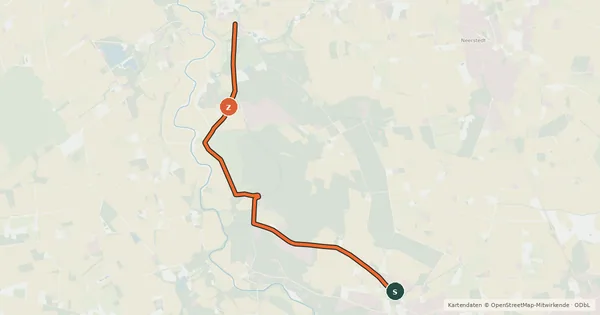 Kartenübersicht der Radroute Dötlingen (04) - Dötlingen (63)