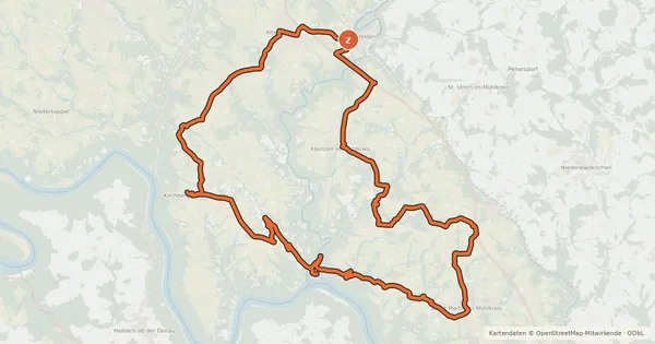 Kartenübersicht der Radroute Donau-Granit-Runde